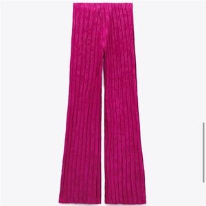 Zara Vibrant Pink Pleated Jacquard Pants